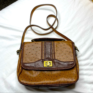 GAL Embossed‎ Ostrich Grain Satchel